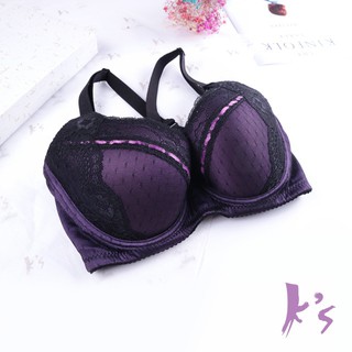 【K's凱恩絲】微秋蕾絲點綴包覆有氧蠶絲內衣-B76款深紫