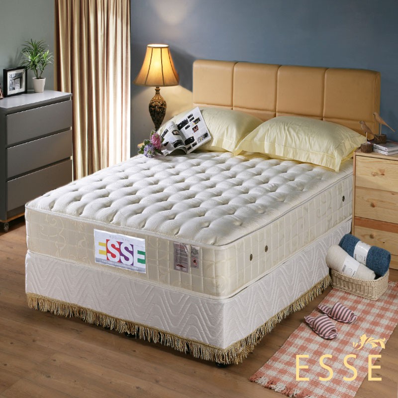 【ESSE 御璽名床】【馬來西亞乳膠】2.5硬式彈簧床墊護背系列6x6.2尺 雙人加大