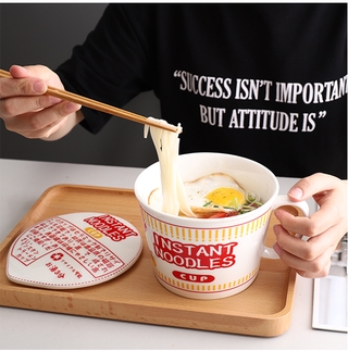 大容量陶瓷碗 日式帶蓋陶瓷泡麵碗 大號牛肉麵碗 拉麵碗 學生宿舍網紅泡麵杯 便當盒飯盒 方便麵公杯 超大容量碗杯
