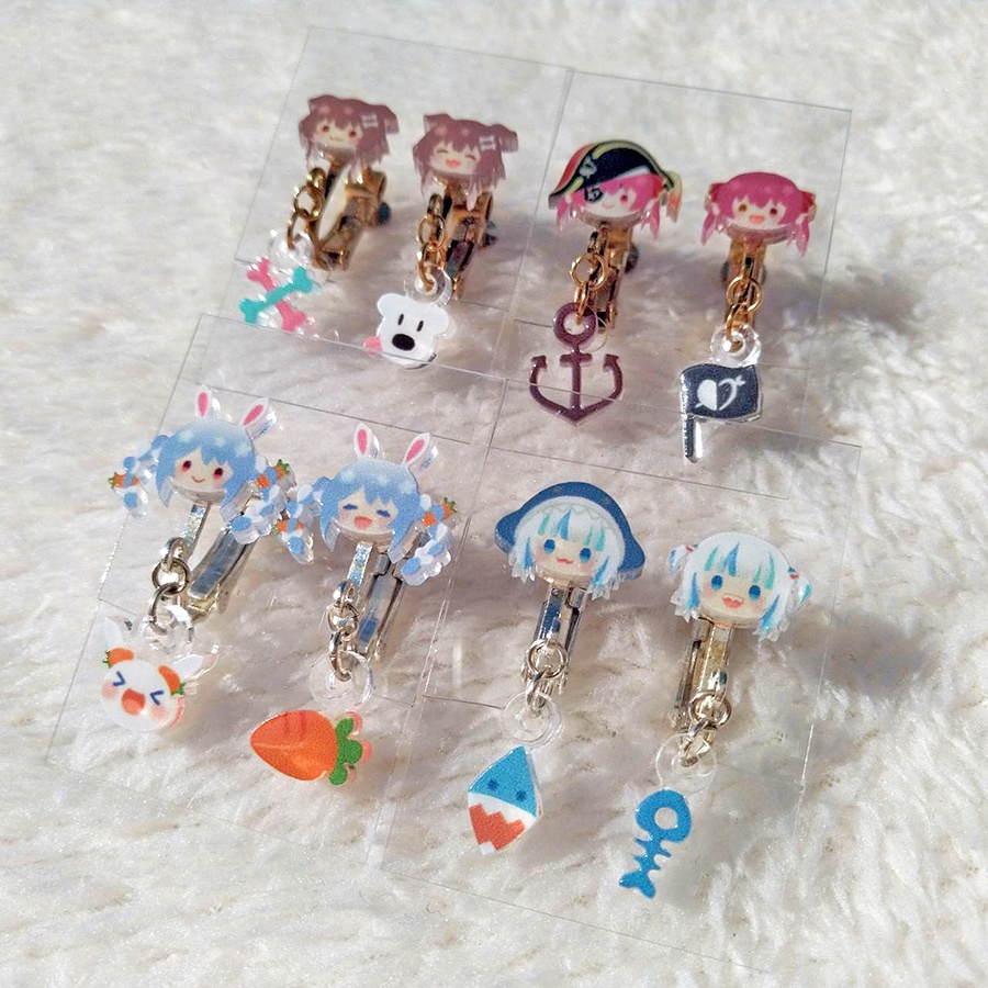 Hololive壓克力耳環－兔田佩克拉／噶嗚·古拉／戌神沁音／寶鐘瑪琳／星街彗星