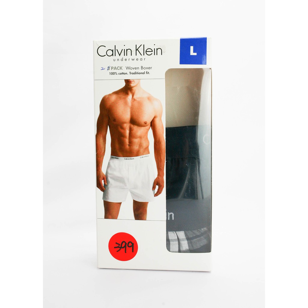 Calvin Klein男純棉平織平口褲2入(特惠價)