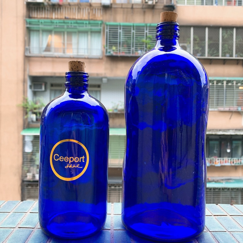零極限 藍色玻璃瓶 能量清理瓶 附清理貼紙+軟木塞 #荷歐波諾波諾