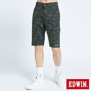 EDWIN 男款 迦績EJ2棉涼感迷彩短褲(墨綠色)