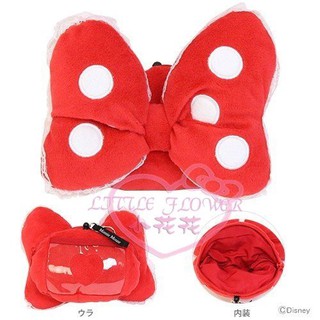 ♥小公主日本精品♥迪士尼 DISNEY米妮紅色立體蝴蝶結造型零錢包票卡包票卡夾白點點蕾絲花邊58860700
