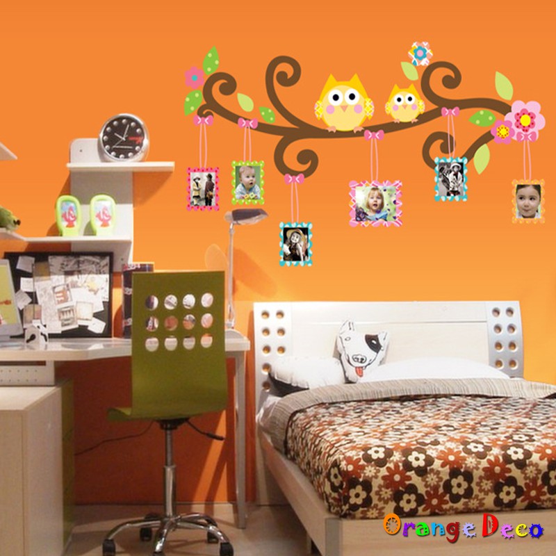【橘果設計】可愛貓頭鷹相框 壁貼 牆貼 壁紙 DIY組合裝飾佈置