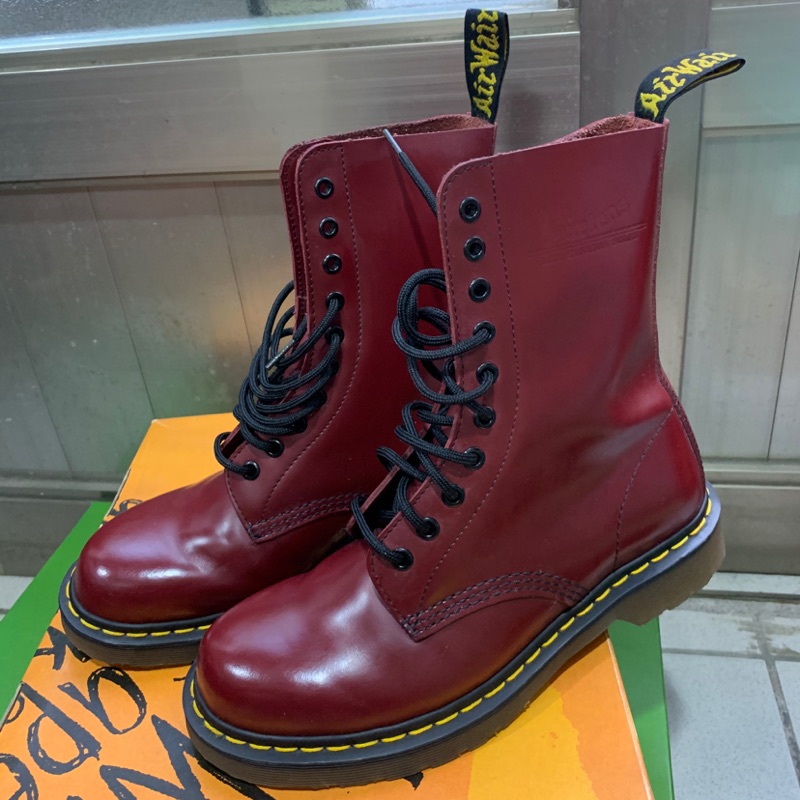 Dr Martens 1490 長靴10孔 基本款 酒紅色