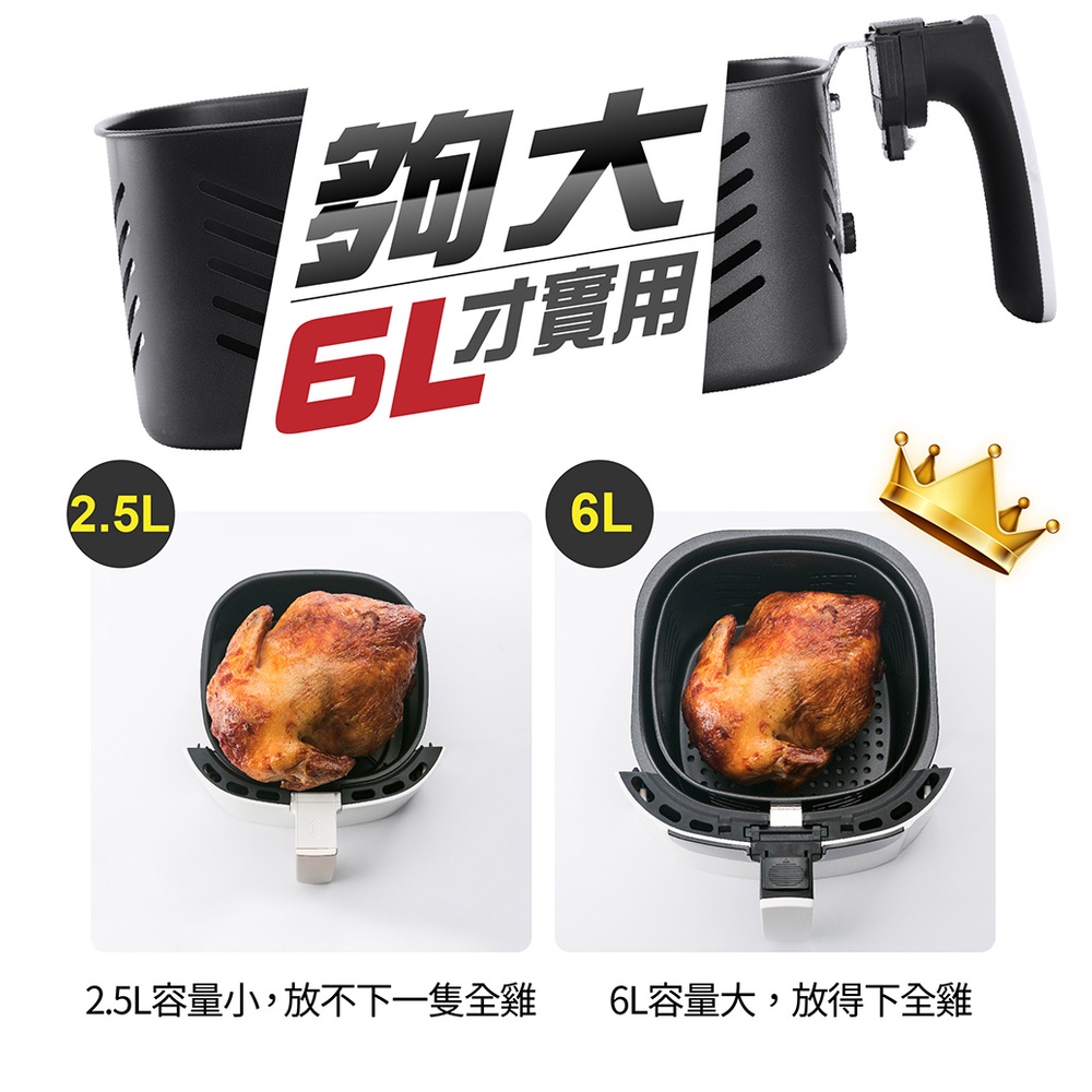 全新【CookPower 鍋寶】觸控健康氣炸鍋6L(AF-6071W)