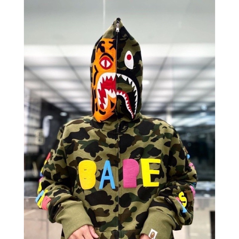 【 BAPE X READYMADE 】TIGER SHARK FULL ZIP HOODIE 聯名 迷彩 鯊魚外套