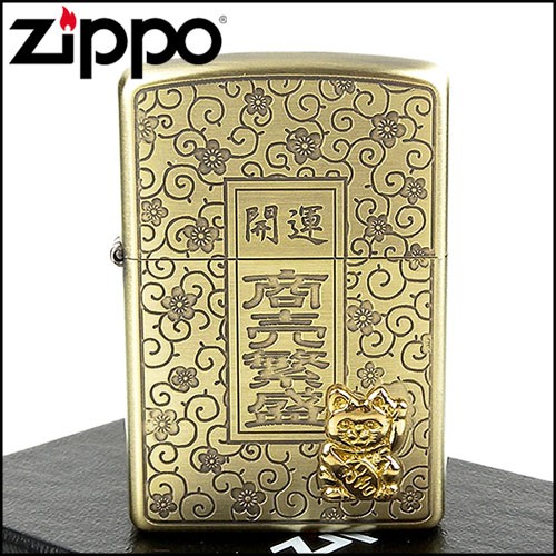 ☆福星煙具屋☆【ZIPPO】日系~開運-商売繁盛-招財貓貼飾打火機NO.KM-BS