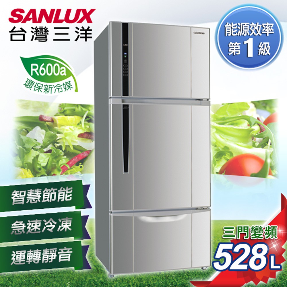 【SANLUX 台灣三洋】528L三門直流變頻冰箱SR-C528CV1A 免樓層費可刷卡！