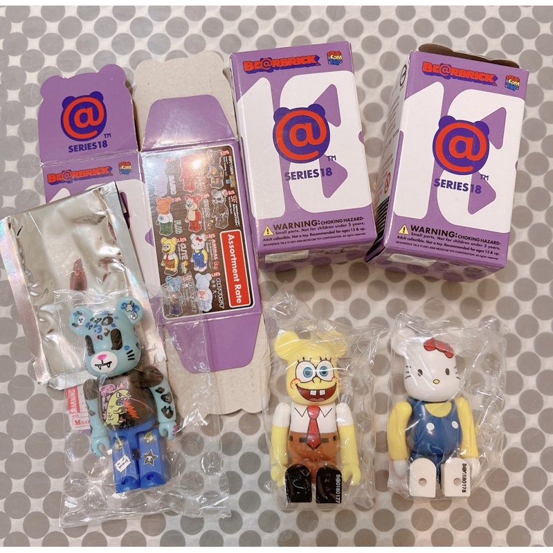 Be@rbrick 100% 第18代 海綿寶寶 Hello Kitty tokidoki