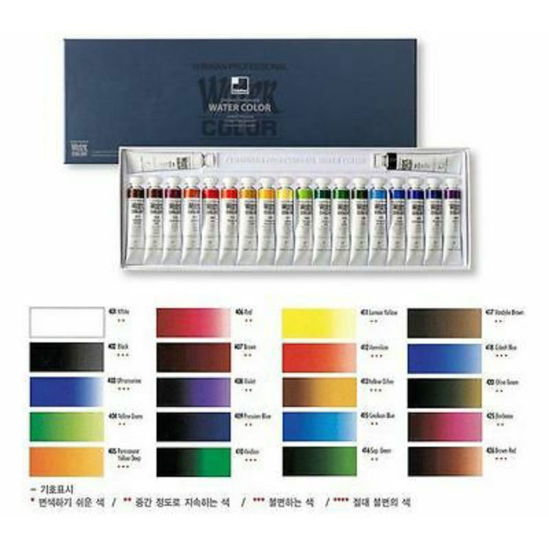 現貨 - SHINHAN 新韓透明水彩顏料 18色 12 ml管狀-專家級(盒裝)