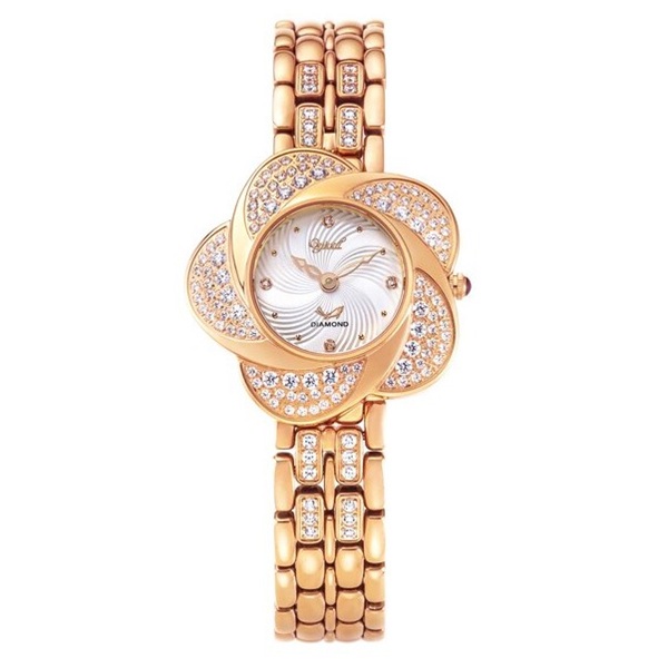 Ogival 愛其華 女 花形金色珠寶晶鑽 石英腕錶 (380-39DLR) 30mm