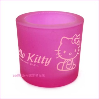 asdfkitty可愛家☆KITTY桃紅色玻璃燭臺/蠟燭架-2006年絕版商品-歐美正版商品
