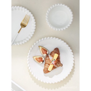 【優選精品】北歐INS風復古法式盤子蛋糕風碗套裝水果珍珠碟子餐盤意面甜品盤ins風韓國 xHcF