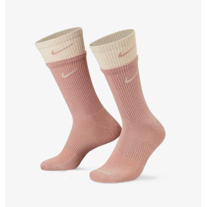 NIKE EVERYDAY PLUS CUSHIONED 雙色拼接運動襪 黑白色 草莓牛奶糖 雙層襪 長襪a14