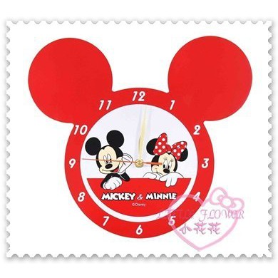 ♥小花花日本精品♥《Disney》迪士尼米奇米妮家族大頭造型時鐘掛鐘壁鐘居家擺飾客廳擺設紅色台灣製 22021700