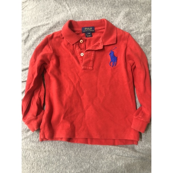 🎈出清🎈香港帶回Ralph Lauren 紅色長袖polo衫 24M