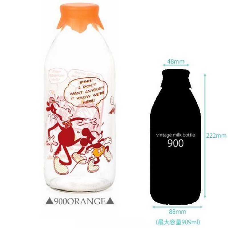 日本正版米奇 mickey 矽膠蓋 玻璃杯 玻璃罐 牛奶瓶 保鮮罐