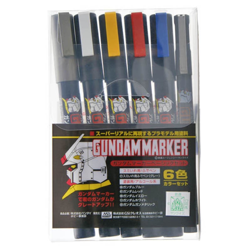【模型工具】鋼彈筆 日本GSI郡氏 鋼彈專用油性麥克筆 基本6色組 GMS-105