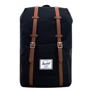 Herschel Supply Retreat 大型 黑色 卡其 皮革帶 帆布 磁扣 耳機孔 厚筆電層 後揹包 現貨