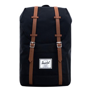 Herschel Supply Retreat 大型 黑色 卡其 皮革帶 帆布 磁扣 耳機孔 厚筆電層 後背包 現貨