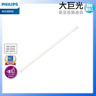 【Philips 飛利浦】 10W/19W 雙端入電 LED 玻璃燈管 T8 2呎/4呎 (大巨光) 10入/20入