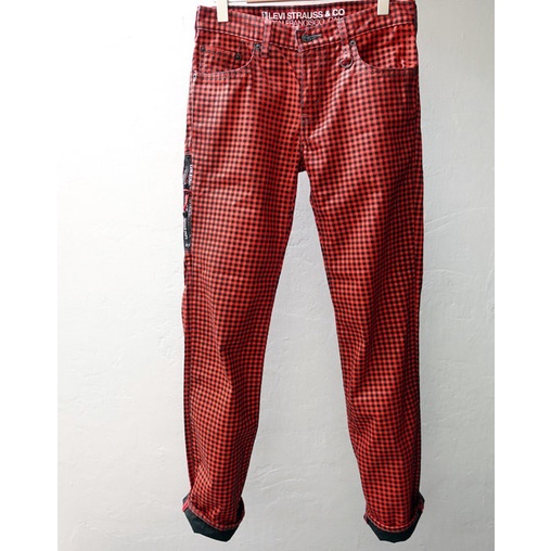 美國品牌 LEVI'S 502 紅系格紋 低腰直筒牛仔褲 30腰