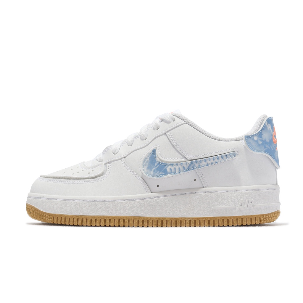 Nike 休閒鞋 AF1/1 GS 白 水藍 魔鬼氈 寶寶藍 小白鞋 Air Force 1 女鞋 DM1020-100