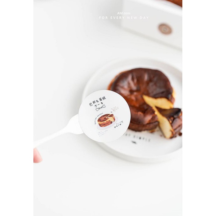 AM好時光【J426】巴斯克蛋糕 冷藏標示6cm圓型貼紙 4貼❤日式手工甜點工作室日常備品 西點烘焙起士蛋糕包裝盒裝飾貼