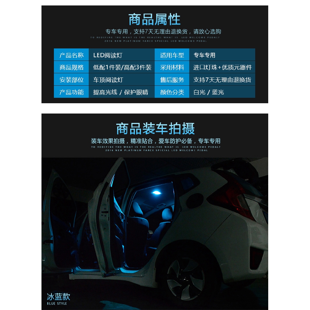 Honda Fit適用18款飛度閱讀燈14 款gk5改裝車頂燈內飾氛圍燈led燈總成 蝦皮購物