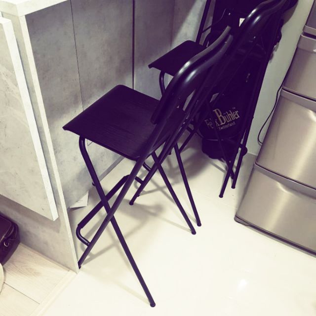 黑色，IKEA 可折疊高腳椅