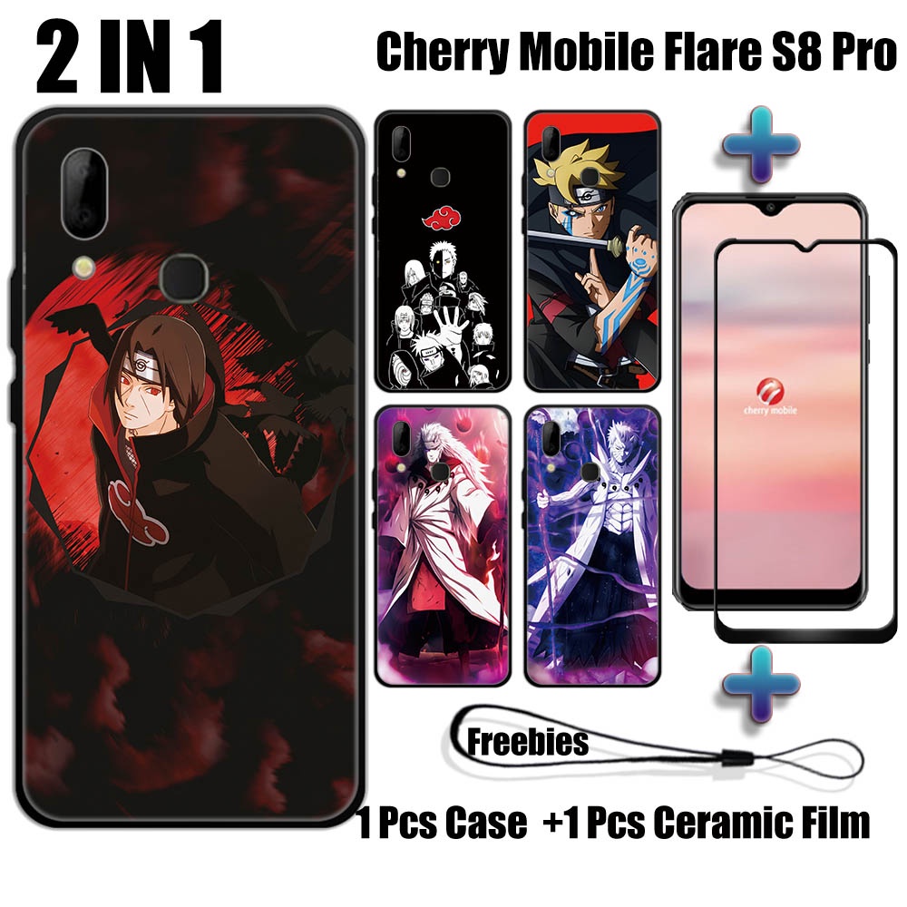 2 合 1 Naruto 手機殼帶鋼化玻璃,適用於 Cherry Mobile Flare S8 Pro 手機殼和曲面陶