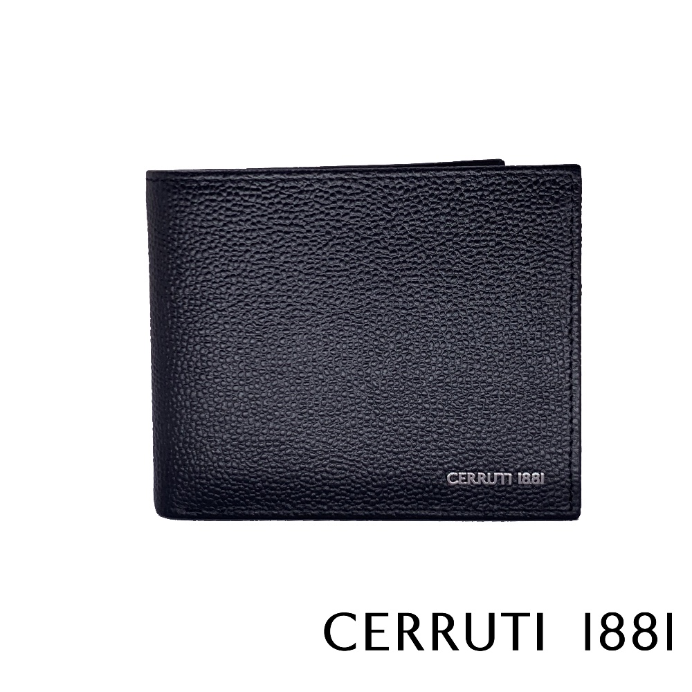 【Cerruti 1881】頂級 義大利 小牛皮 男用短夾 12卡 短夾 KIRK系列(黑色 CEPU05400M)