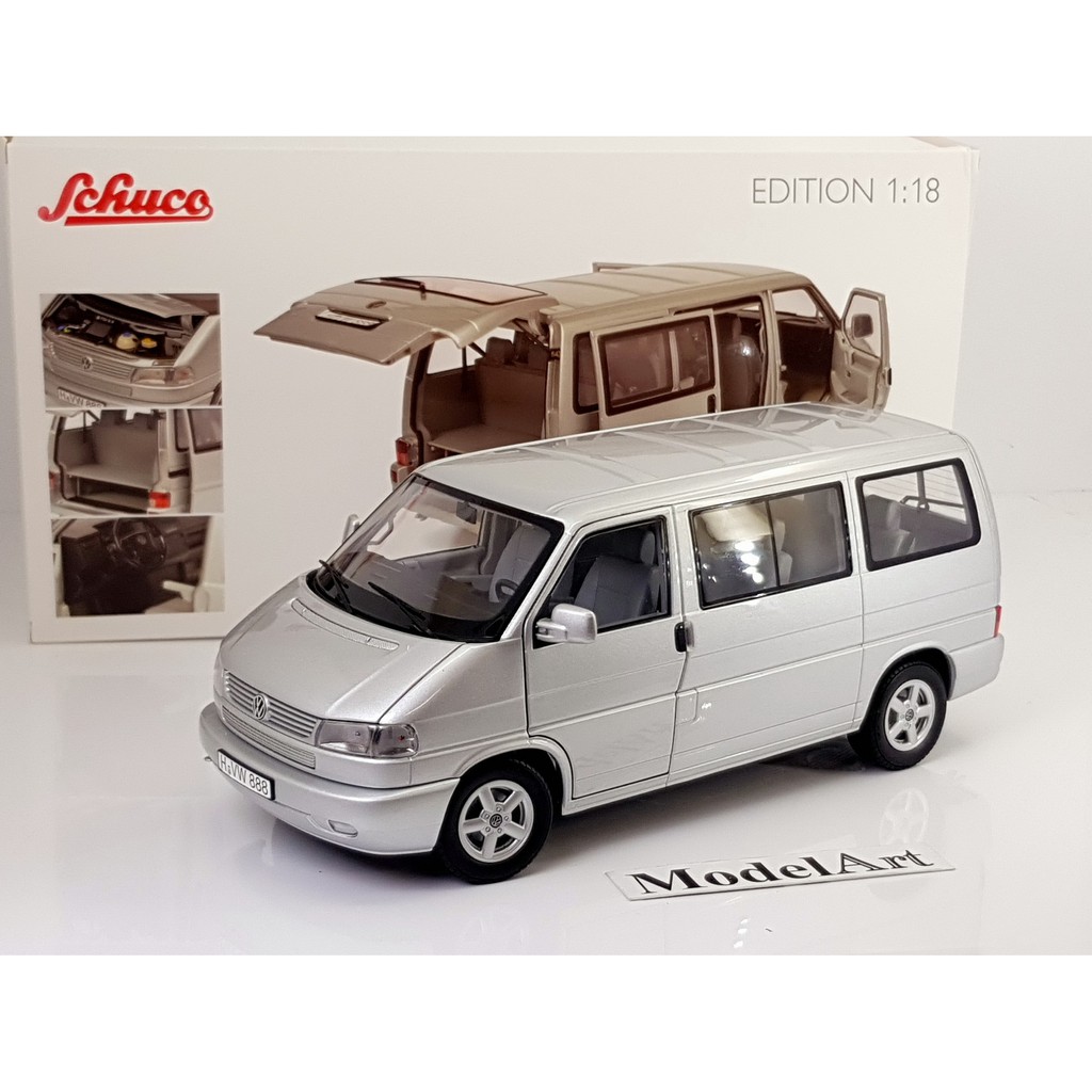 【模型車藝】1:18 Schuco 福斯Volkswagen VW T4 Caravelle(T4b)銀 合金全開