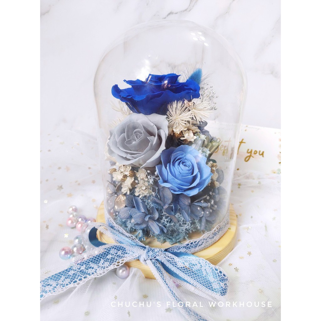 啾 花藝 永生花不凋花鬼滅之刃竈門炭治郎音樂盒紅蓮華q Posket 公仔永生花鐘罩永生花玻璃罩客製 蝦皮購物