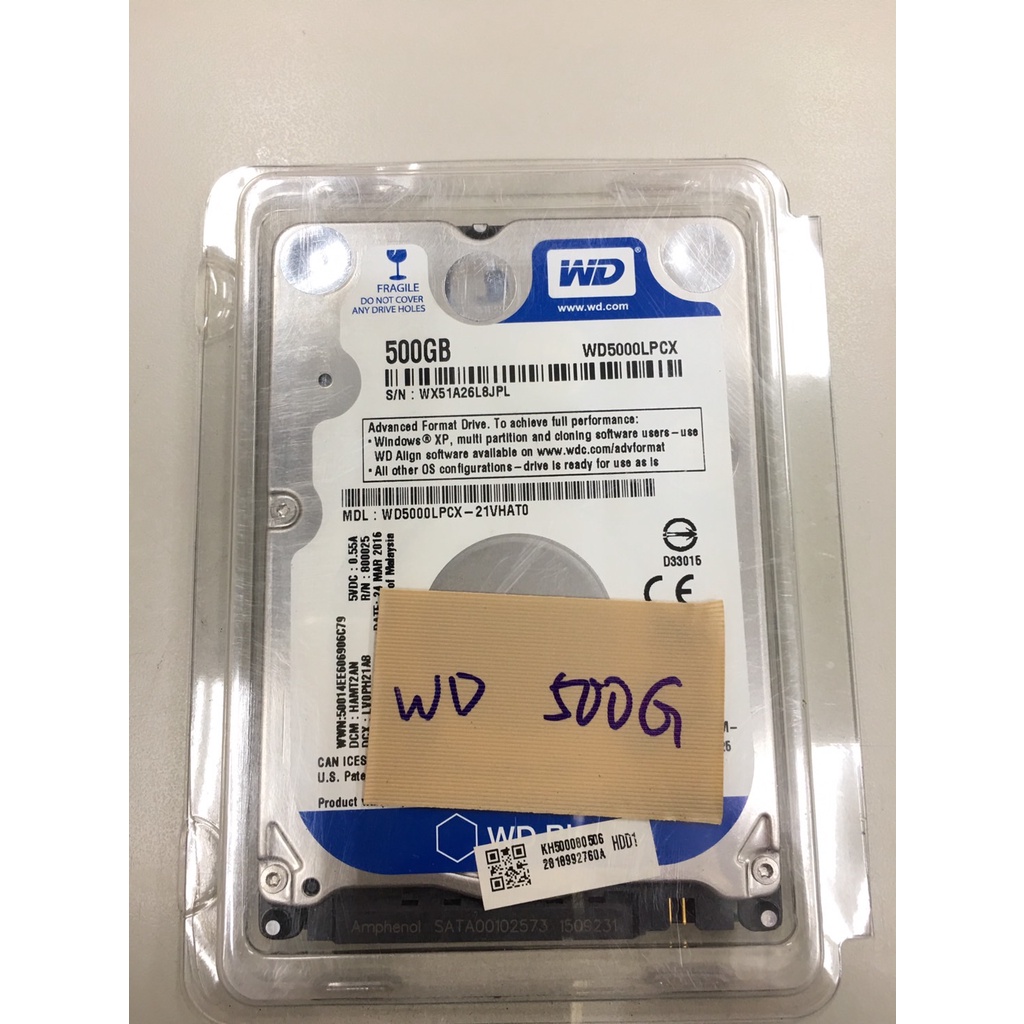 WD (WD5000LPCX) 500G 2.5吋硬碟 二手良品 保固30天📌蘆洲可自取📌自取價550