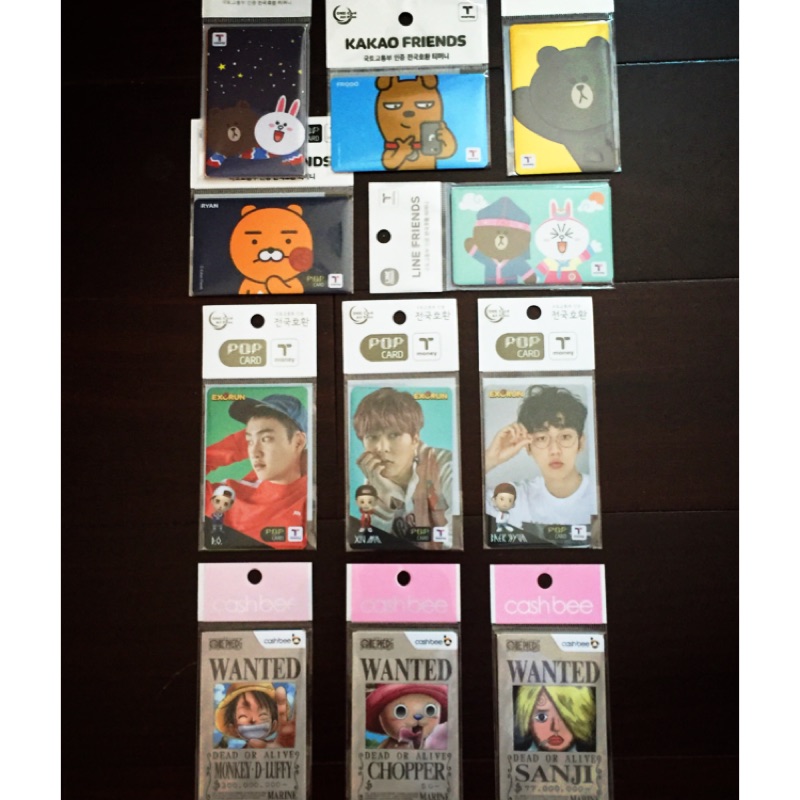 T-money card 交通卡 # EXO伯賢 暻秀 。line friends。海賊王