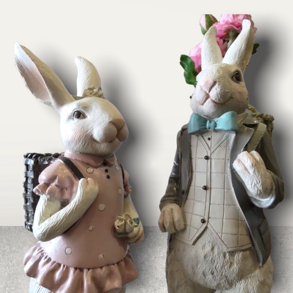 日本🇯🇵現貨 白兔擺飾 紳士兔 花園擺飾 兔子公仔 樹脂公仔 紀念品 可愛動物模型 日本擺飾