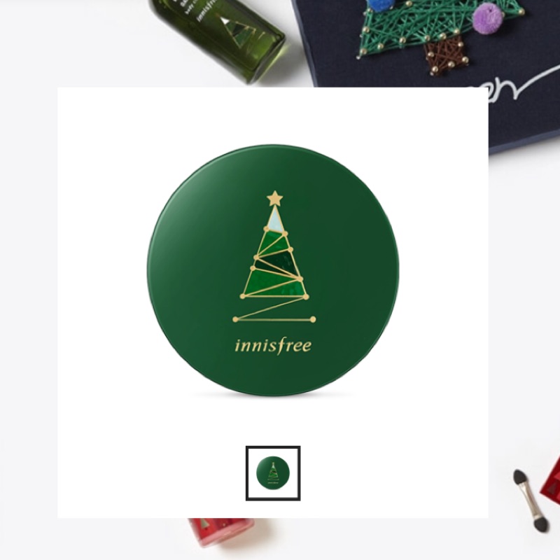 📌全新品 innisfree 2017 綠色聖誕 限量舒芙蕾粉餅盒