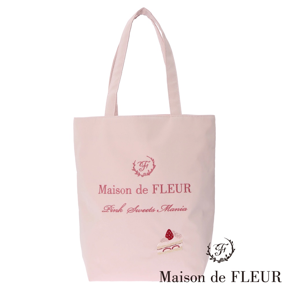 Maison de FLEUR PINK MANIA草莓蛋糕刺繡長形托特包(8A21F0J2400)
