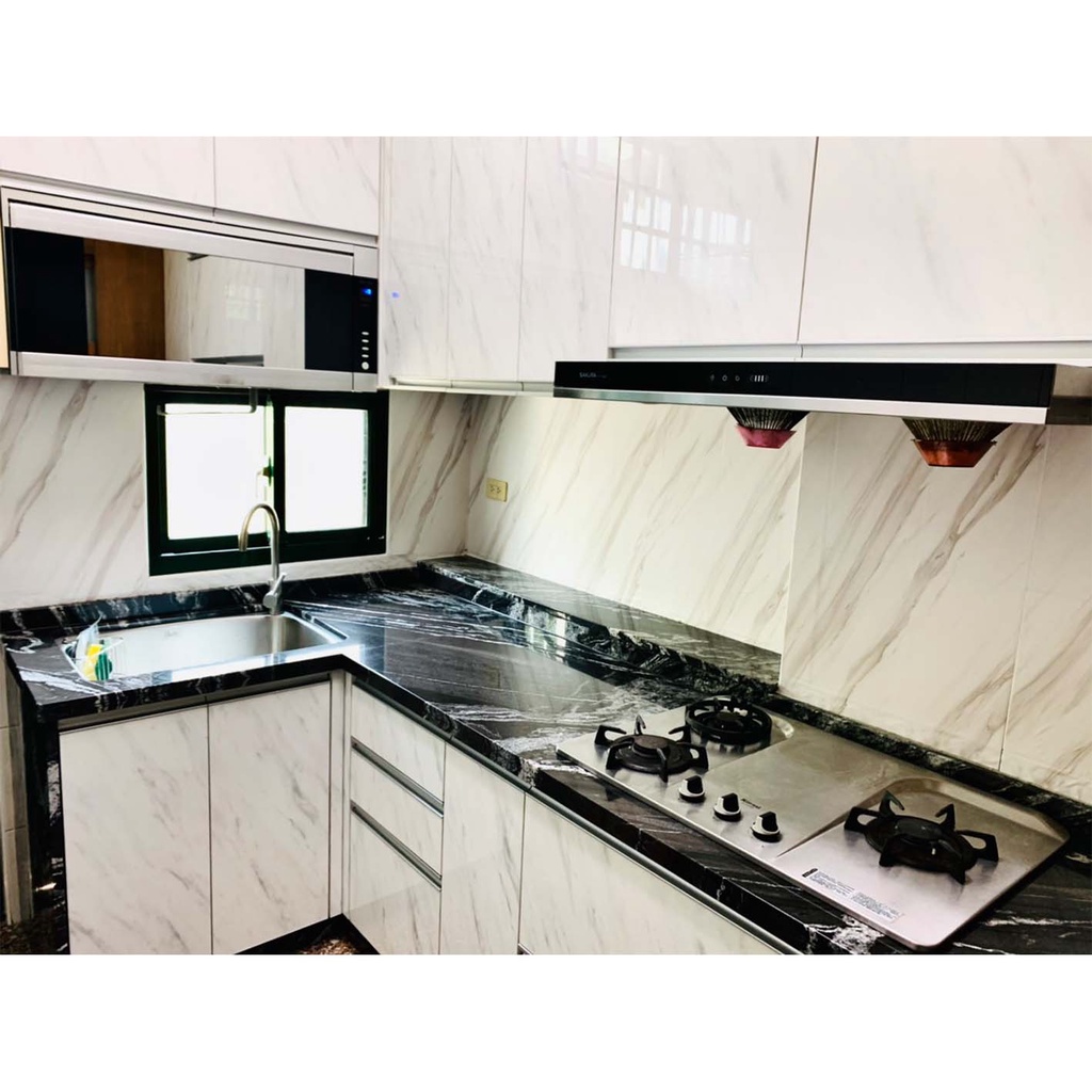 灶得住 北歐風系統廚具大理石紋潑墨山水精緻廚房防潮耐用無白蟻 蝦皮購物