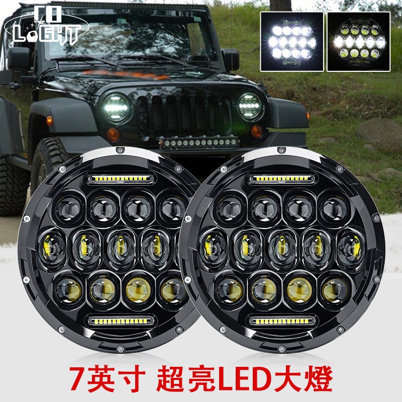 JEEP 圓形 7 英寸 LED 大燈大燈 DRL 密封光燈天使眼睛 H4 福特吉普車用遠光投影儀