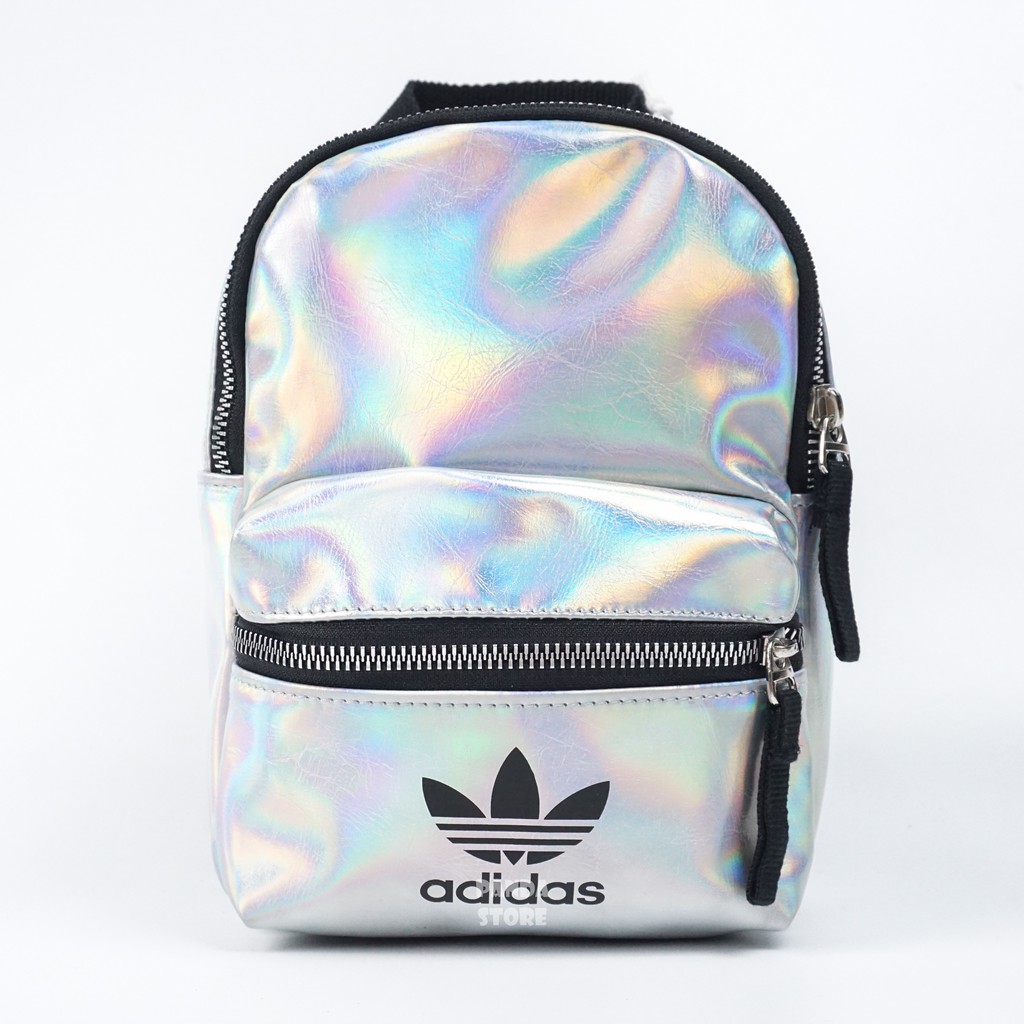 胖達）ADIDAS MINI BACKPACK 迷你 後背包 小後背包 雷射 FL9633 銀 女