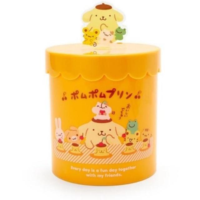 日本 三麗鷗 布丁狗 派對 收納盒 塑膠造型置物罐 黃色 小桶子 壓克力布丁狗 現貨