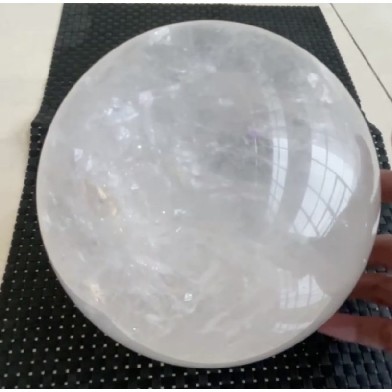 新貨🔥，15.2釐米，4.95公斤，天然白水晶球🔮，晶體通透，極佳的風水擺件，2A0091圓圓滿滿，有球必應🙏