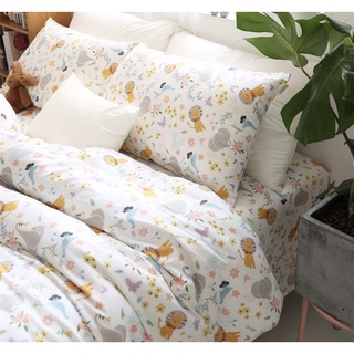 Little Bed小床-日本頂級雙層紗布全棉雙人床組 動物園圖案 獅子 大象 寢具 被套 床包 兒童床組 工廠直營店面