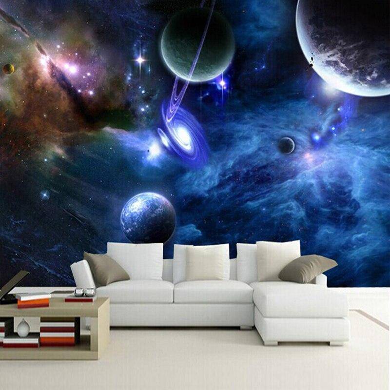 定制3d照片壁紙壁畫銀河外太空星星宇宙星球客廳臥室家居裝飾自粘牆紙貼紙