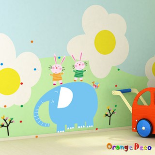 【橘果設計】大象朋友 壁貼 牆貼 壁紙 DIY組合裝飾佈置