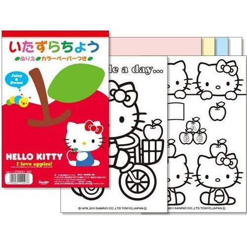 日本 三麗鷗 Hello kitty 蘋果 繪圖本//畫畫本//著色本